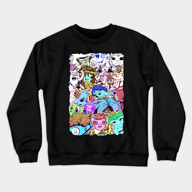 Cartoon Character Mashup Crewneck Sweatshirt by BobbyMillsArts